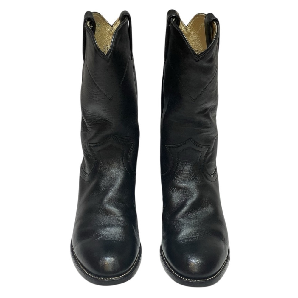 JUSTIN LADIES CLASSIC BLACK KIPSKIN LEATHER ROPER BOOT SZ 5.5 - Picture 3 of 11